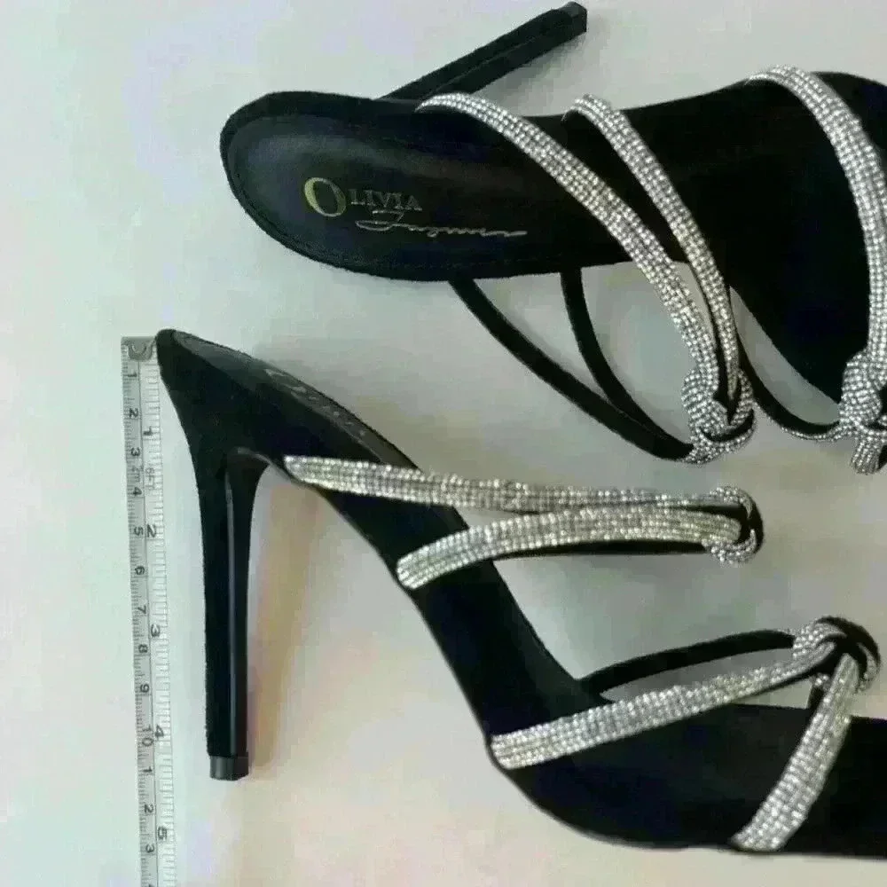 Black & Shiny diamonds /women sandals/ Size Us 8.5